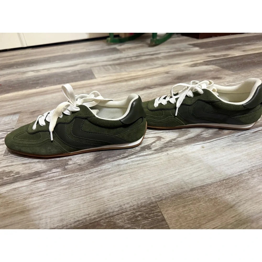 Steve Madden Womens Olive Green Suede Low Top Sneakers Size 10 49498654